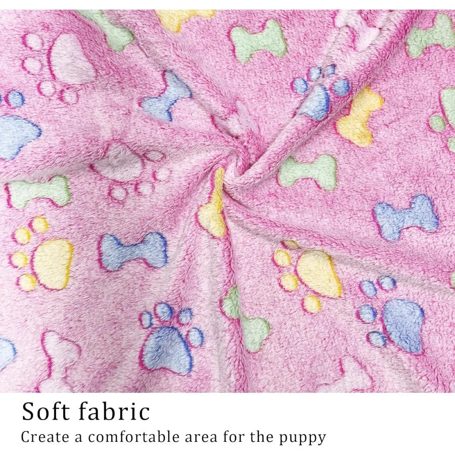 1 Pack 3 Blankets Super Soft Fluffy Premium Fleece Pet Blanket Flannel Paw Printed Throw for Dog Puppy Cat Small 23x16'' Purple