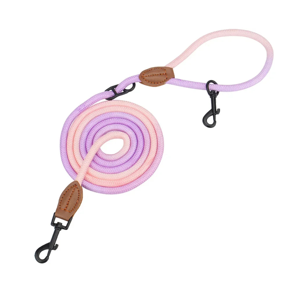 Double Head Dog Leash Crossbody Pet Round Traction Rope Lead Training Walking Cat Leashes