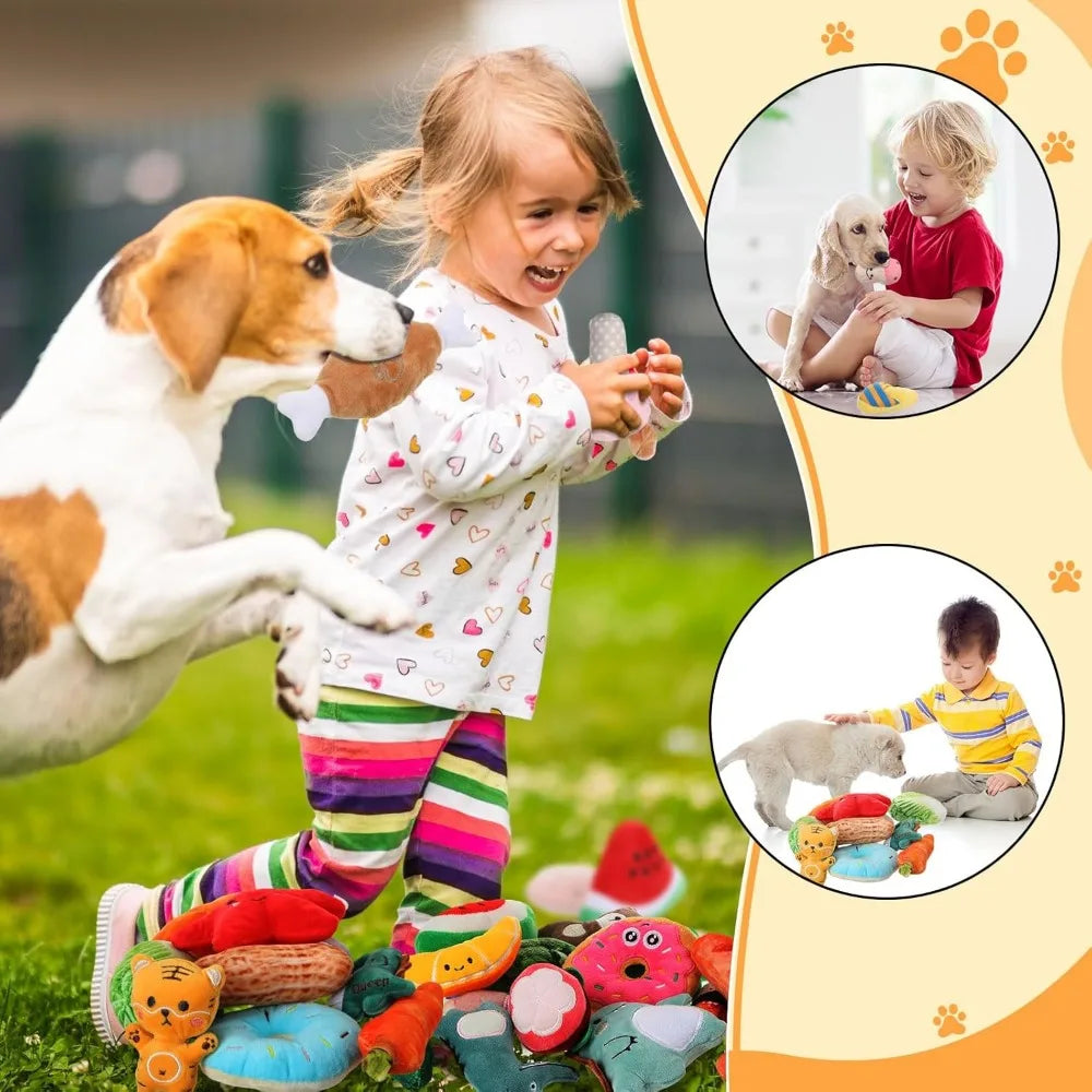 Libima 120 Pack Small Squeaky Dog Toys Bulk for Puppy Small Dogs Pets Cute Plush Stuffed Dog Toys Bundle Soft Pet Toys for Chewi