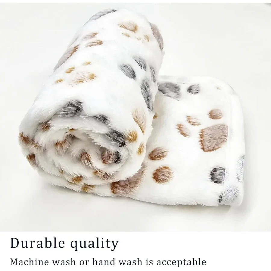 1 Pack 3 Blankets Super Soft Fluffy Premium Fleece Pet Blanket Flannel Paw Printed Throw for Dog Puppy Cat Small 23x16'' Dark C