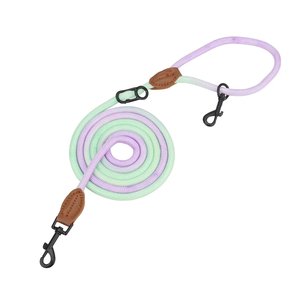 Double Head Dog Leash Crossbody Pet Round Traction Rope Lead Training Walking Cat Leashes