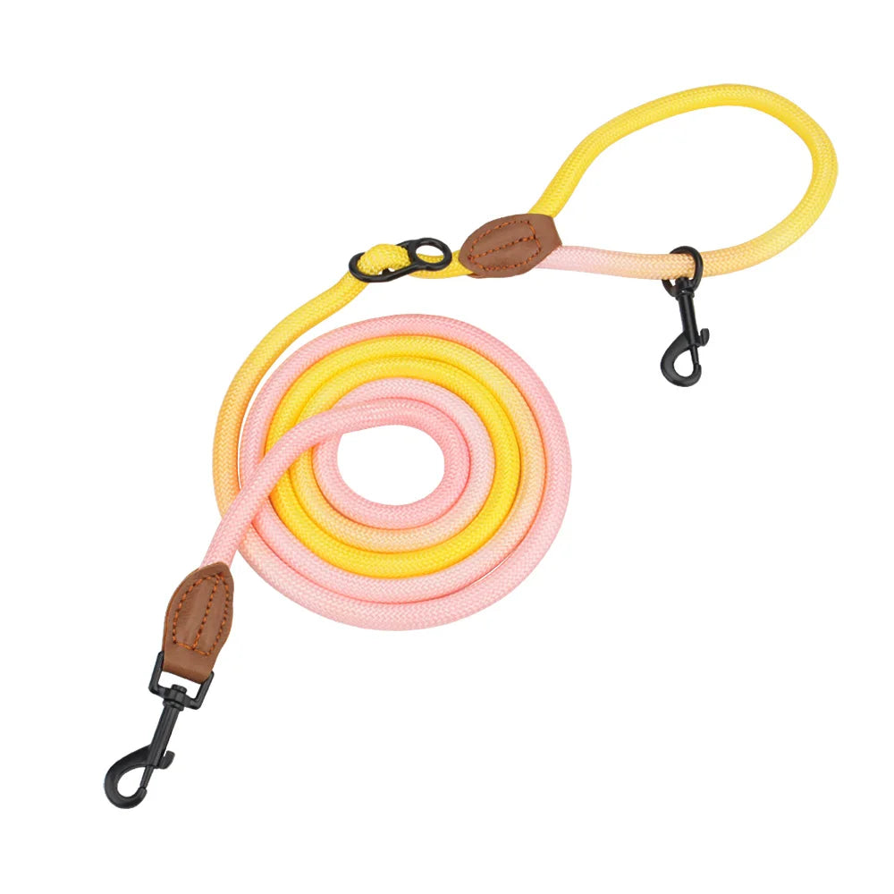 Double Head Dog Leash Crossbody Pet Round Traction Rope Lead Training Walking Cat Leashes