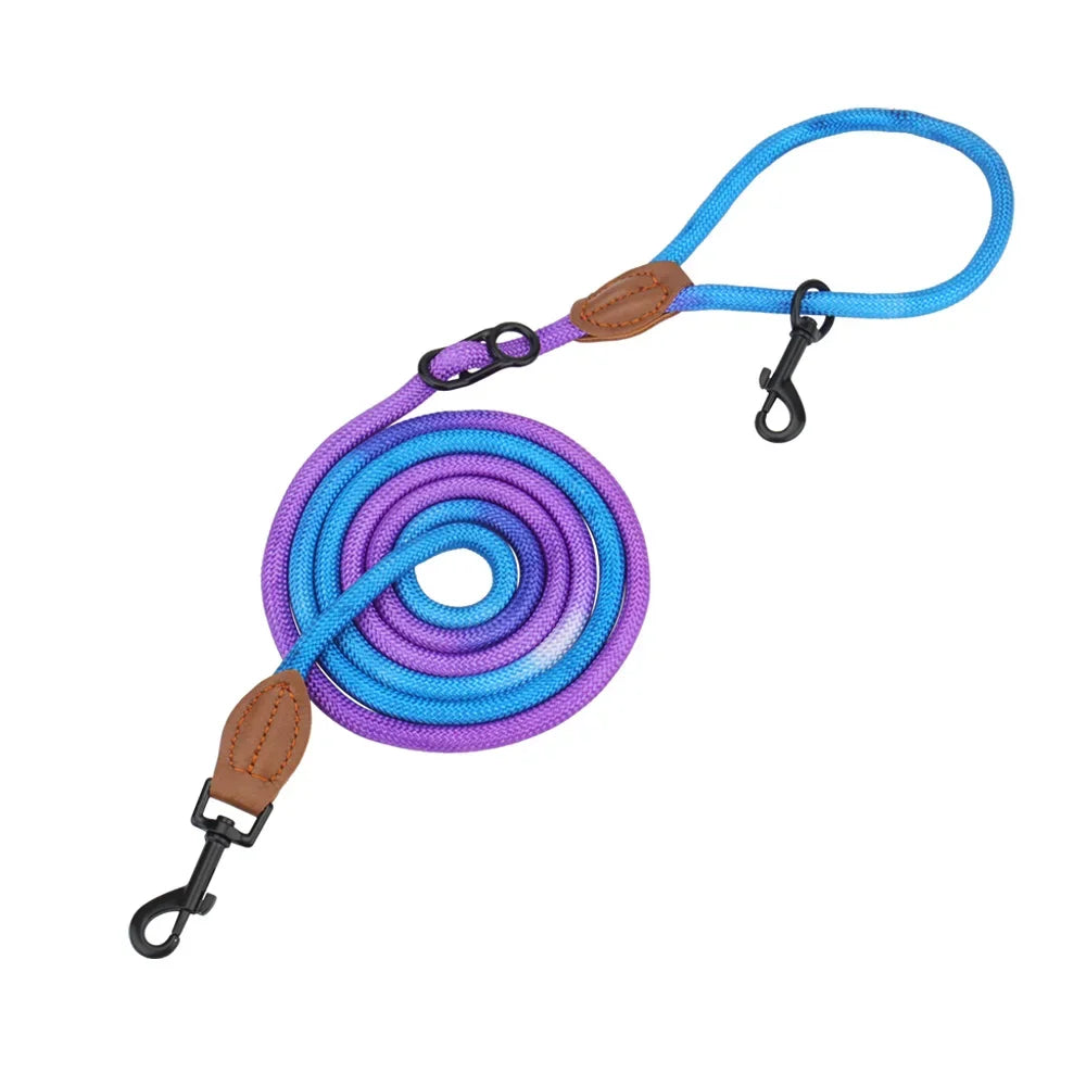 Double Head Dog Leash Crossbody Pet Round Traction Rope Lead Training Walking Cat Leashes