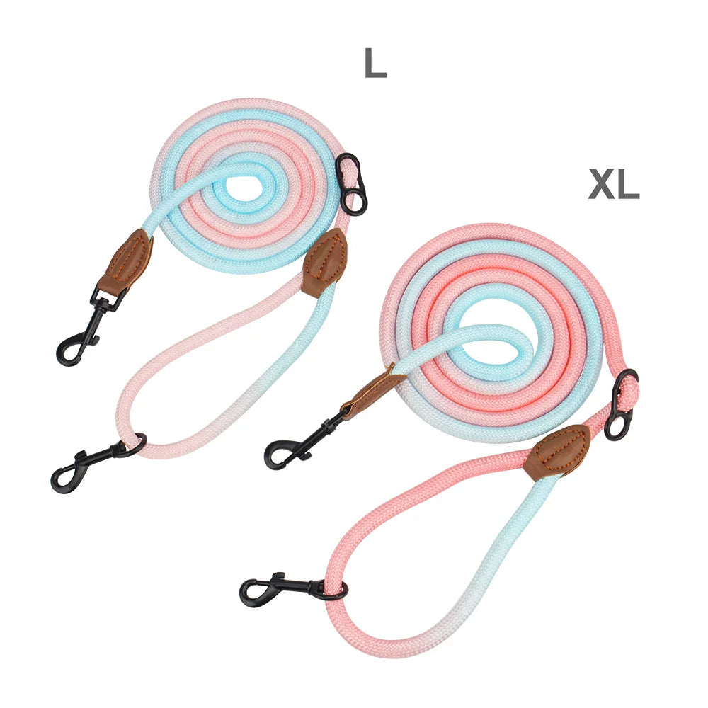 Double Head Dog Leash Crossbody Pet Round Traction Rope Lead Training Walking Cat Leashes