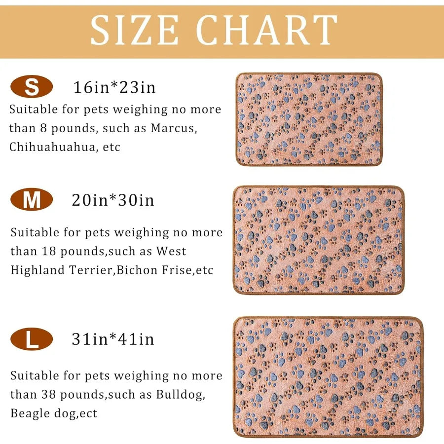 1 Pack 3 Blankets Super Soft Fluffy Premium Fleece Pet Blanket Flannel Paw Printed Throw for Dog Puppy Cat Small 23x16'' Beige