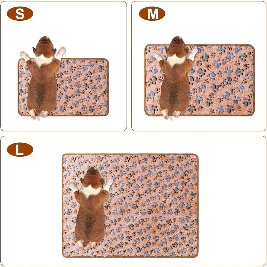 1 Pack 3 Blankets Super Soft Fluffy Premium Fleece Pet Blanket Flannel Paw Printed Throw for Dog Puppy Cat Small 23x16'' Beige