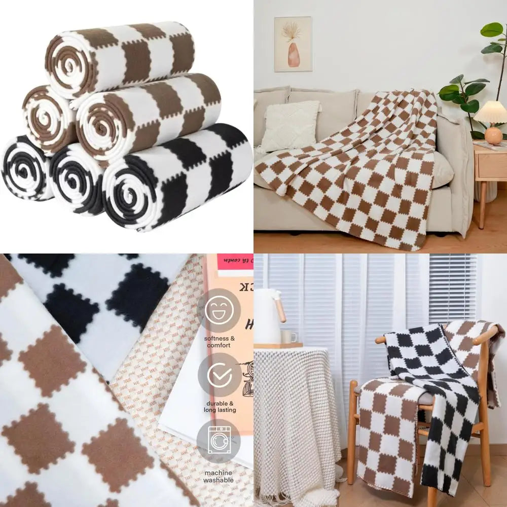Fleece Throw Blankets for Couch Bulk Lightweight Warm Soft Cozy Dog Blanket 6 Pack Bulk Fleece Blanket Solid for Bed Couch Offic