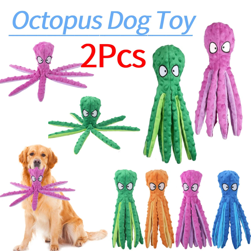 2Pcs Pet Plush Toy Octopus Dog Interactive Toy Indestructible Bite Resistant Sound Puppy squeaky Octopu Dogs Rattle Toys Supplie