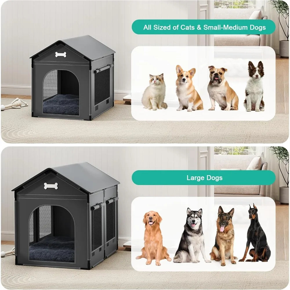 2XL Indoor Dog House Dog Kennel Bed Mat with Cushion for Small Medium Large Dogs Cats, Winter Warm Cat Nest Puppy Cave Sofa Pet