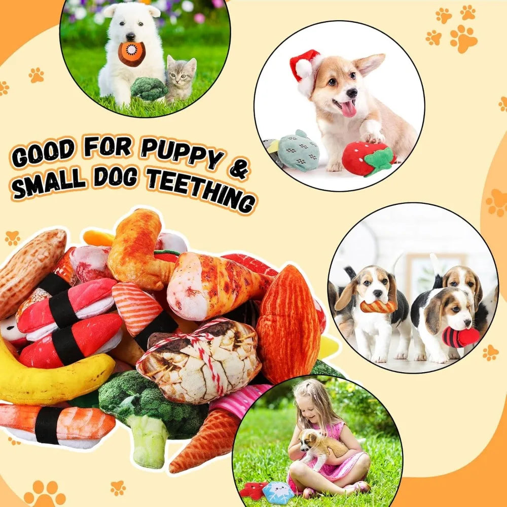 Libima 120 Pack Small Squeaky Dog Toys Bulk for Puppy Small Dogs Pets Cute Plush Stuffed Dog Toys Bundle Soft Pet Toys for Chewi
