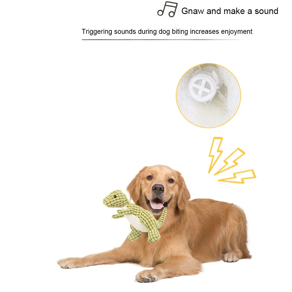 Dino Sounding Interactive Dog Toy Unbreakable Cute Squeaky Dog Toy Dog Chew Toy for Aggressive Chewers