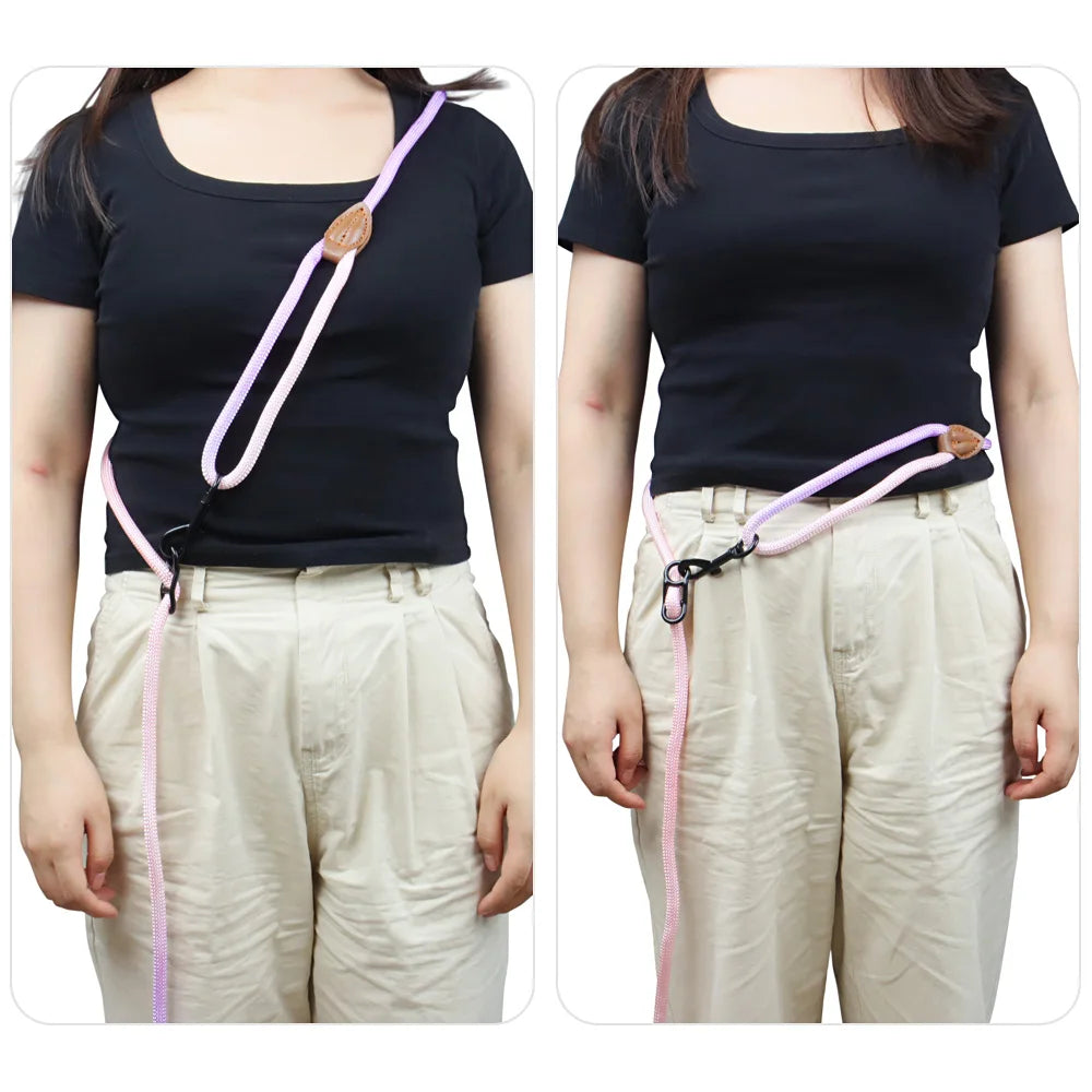 Double Head Dog Leash Crossbody Pet Round Traction Rope Lead Training Walking Cat Leashes
