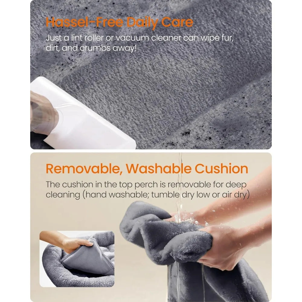 Cat Tree, 79.1 Inch Tall Cat Tower for Indoor Cats,   with 4 Scratching Posts, 2 Hammocks, a Perch, 2 Cat Caves, Dark Gray