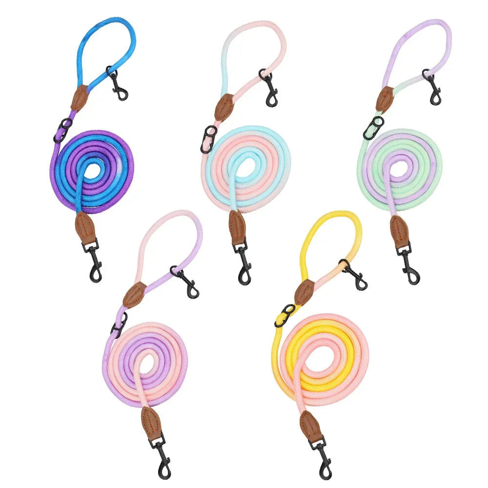 Double Head Dog Leash Crossbody Pet Round Traction Rope Lead Training Walking Cat Leashes