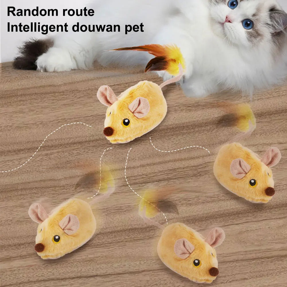 Mouse Moving Cat Toys Electronic Squeaky Cat Toys Moving Cat Mouse Toy for Kitten Indoor/Outdoor Exercise