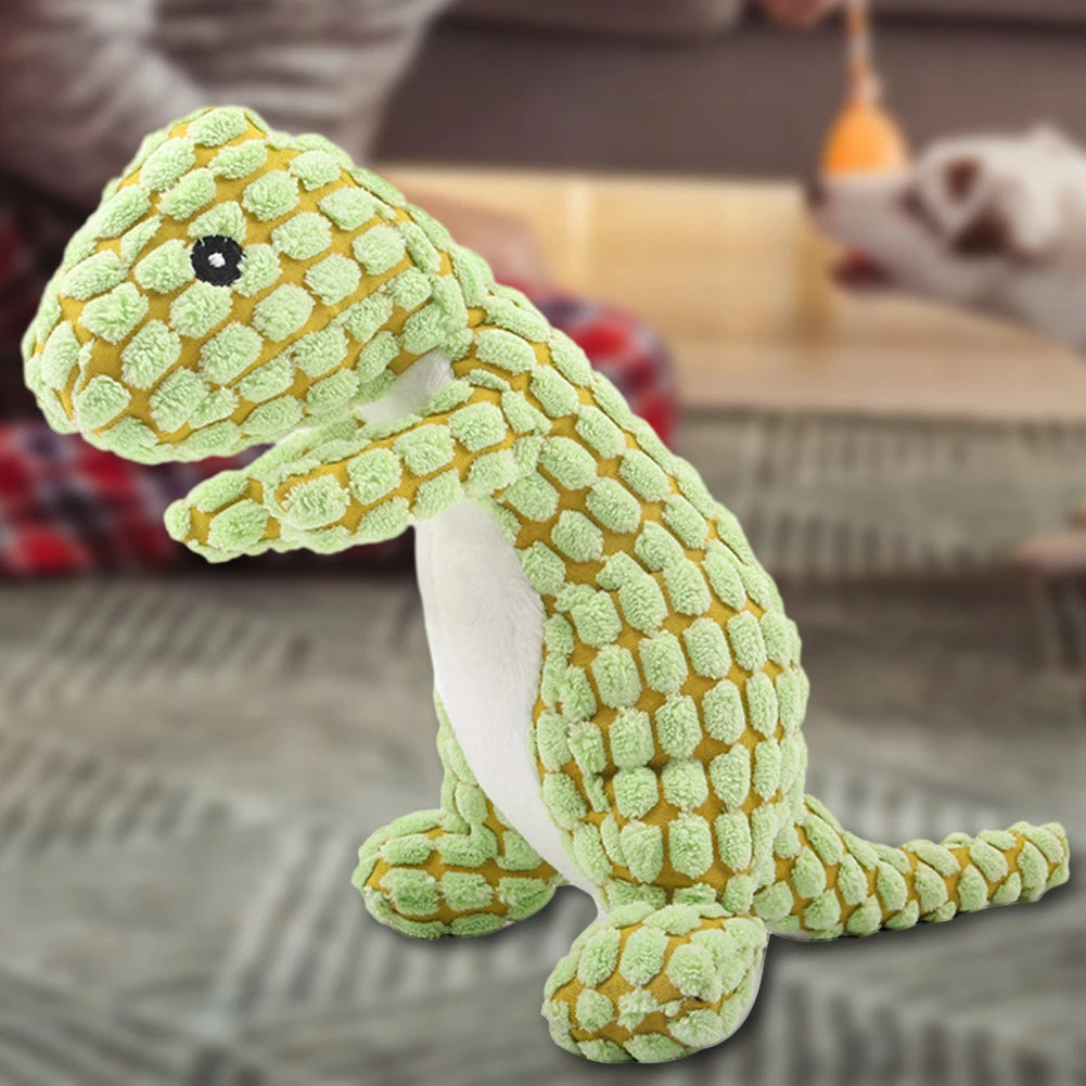 Dino Sounding Interactive Dog Toy Unbreakable Cute Squeaky Dog Toy Dog Chew Toy for Aggressive Chewers