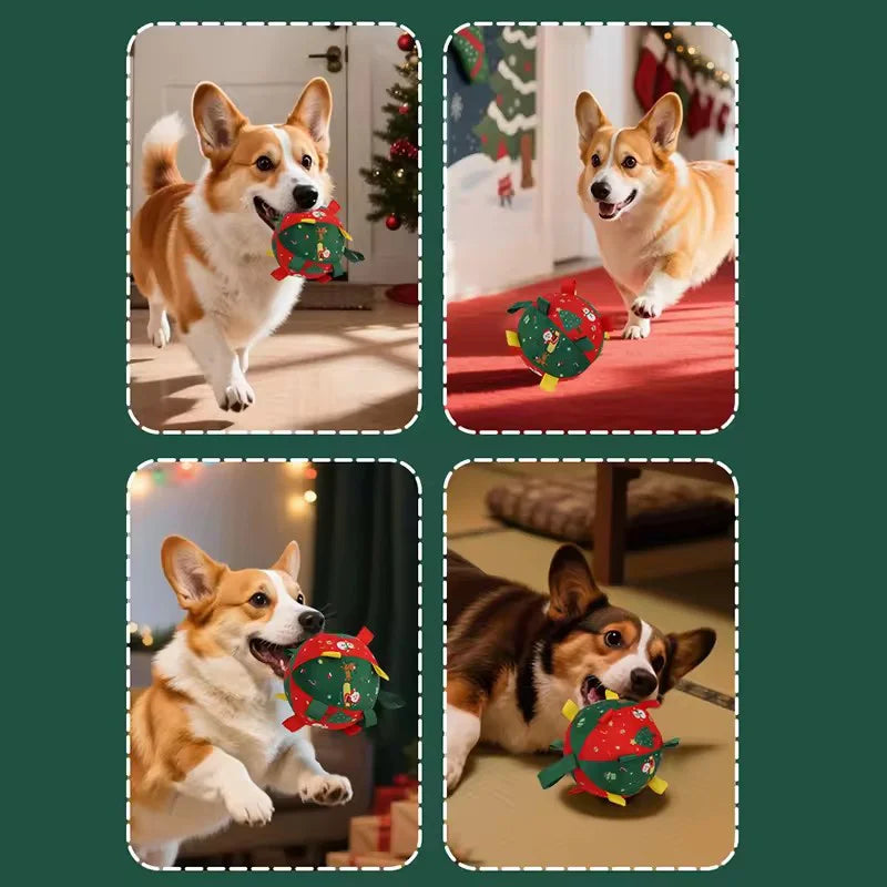 Christmas Dog Toy Balls Self-Entertainment Tool Interactive Puzzle for Dogs Anti-Bite Chew Toys with Squeaker for Boredom Relief