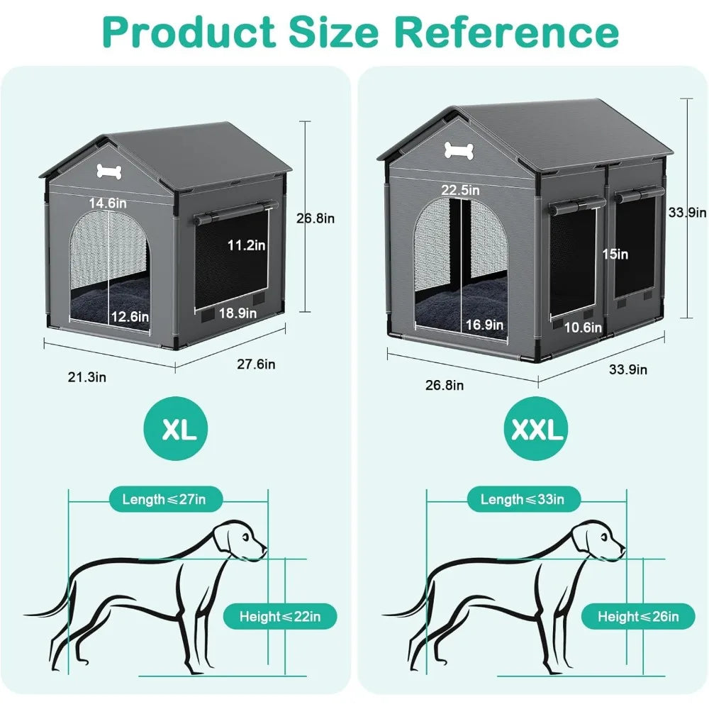 2XL Indoor Dog House Dog Kennel Bed Mat with Cushion for Small Medium Large Dogs Cats, Winter Warm Cat Nest Puppy Cave Sofa Pet