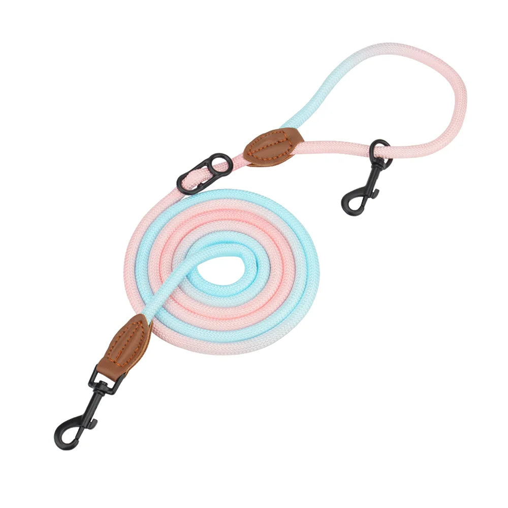 Double Head Dog Leash Crossbody Pet Round Traction Rope Lead Training Walking Cat Leashes