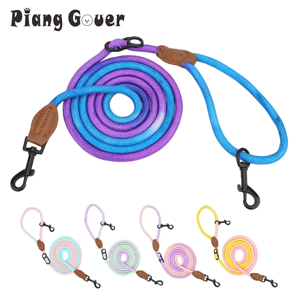 Double Head Dog Leash Crossbody Pet Round Traction Rope Lead Training Walking Cat Leashes